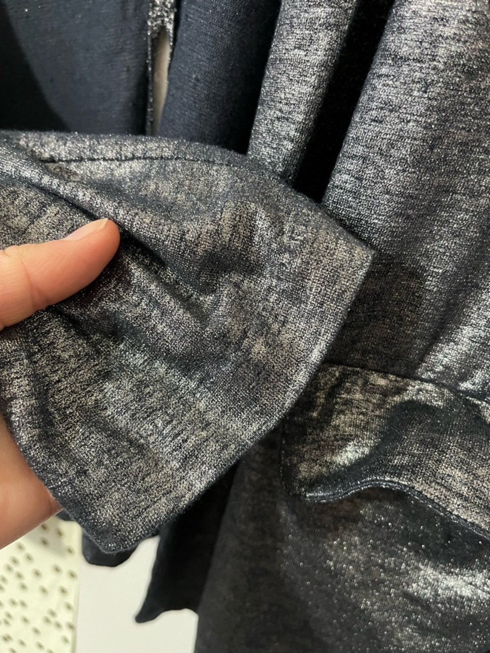 Majestic Filatures Silver Metallic Open Front Linen Blend Cardigan size 4/Large - Picture 7 of 11